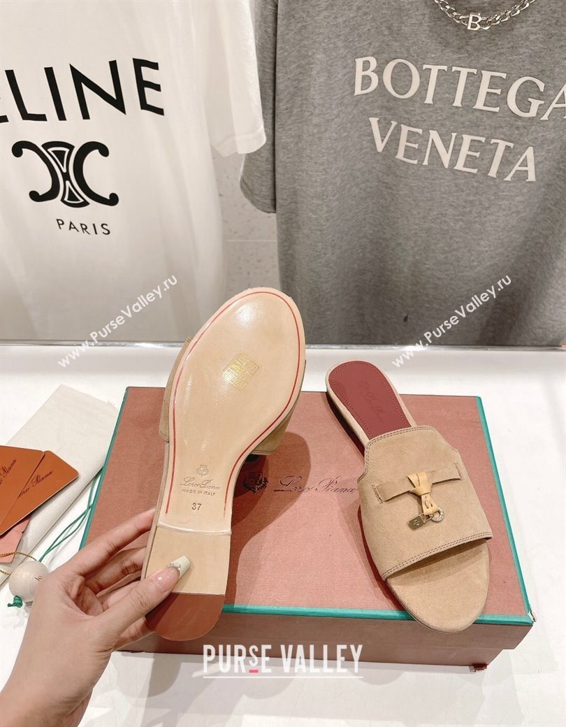 Loro Piana Summer Charms Slides Sandal in Suede Apricot2 2024 LP123004 (MD-241230067)