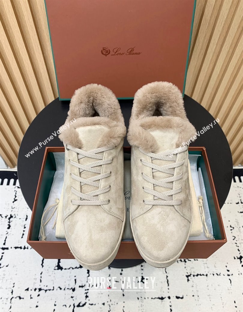 Loro Piana Low top Sneakers in Suede and Wool Fur Beige 2024 LP111305 (KER-241230073)