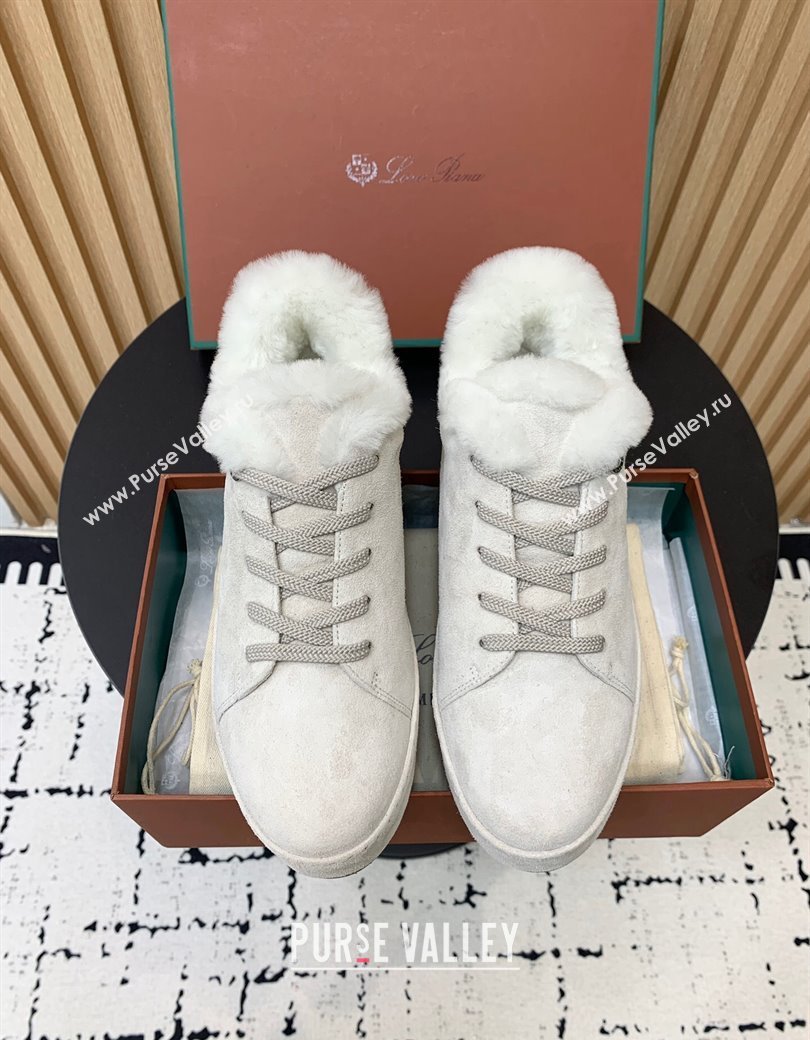 Loro Piana Low top Sneakers in Suede and Wool Fur White 2024 LP111305 (KER-241230074)