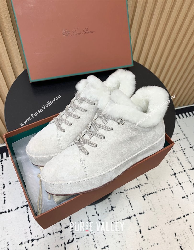 Loro Piana Low top Sneakers in Suede and Wool Fur White 2024 LP111305 (KER-241230074)