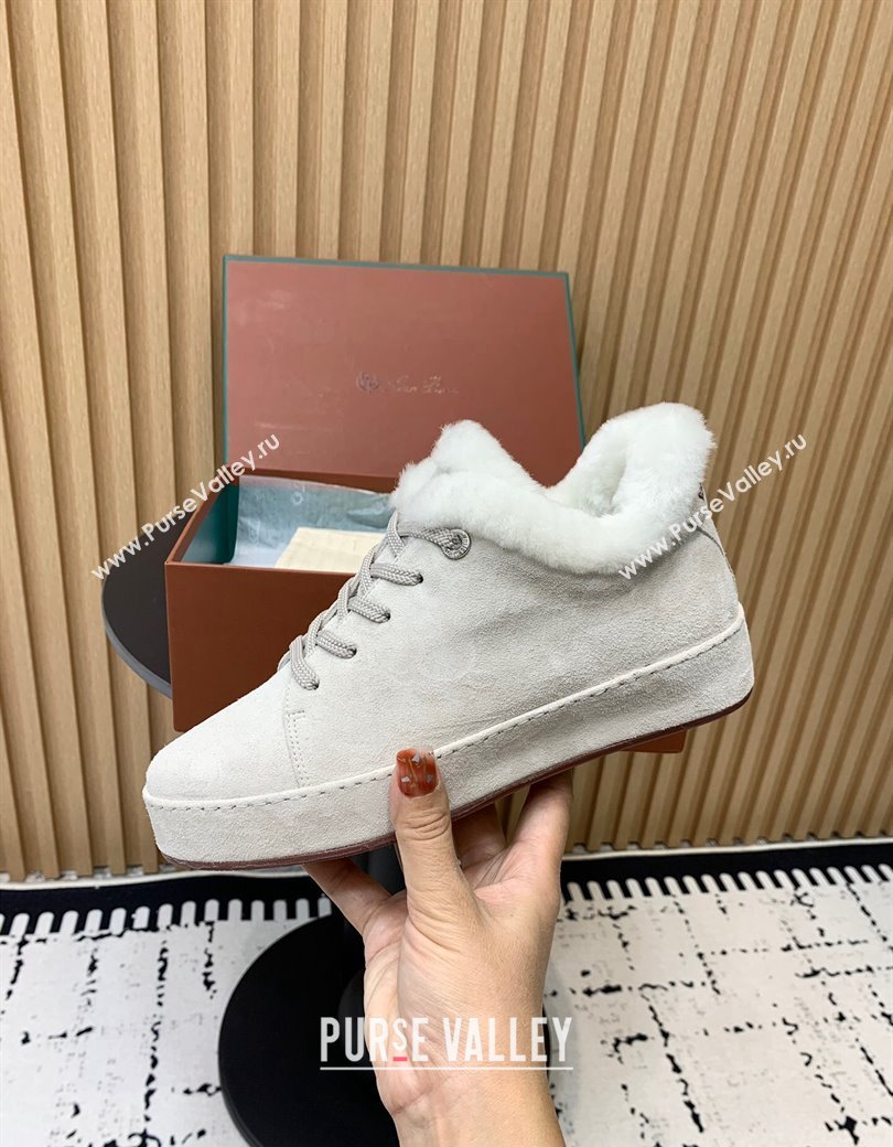 Loro Piana Low top Sneakers in Suede and Wool Fur White 2024 LP111305 (KER-241230074)