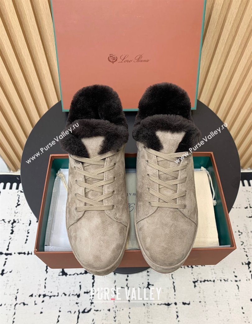 Loro Piana Low top Sneakers in Suede and Wool Fur Grey 2024 LP111305 (KER-241230076)