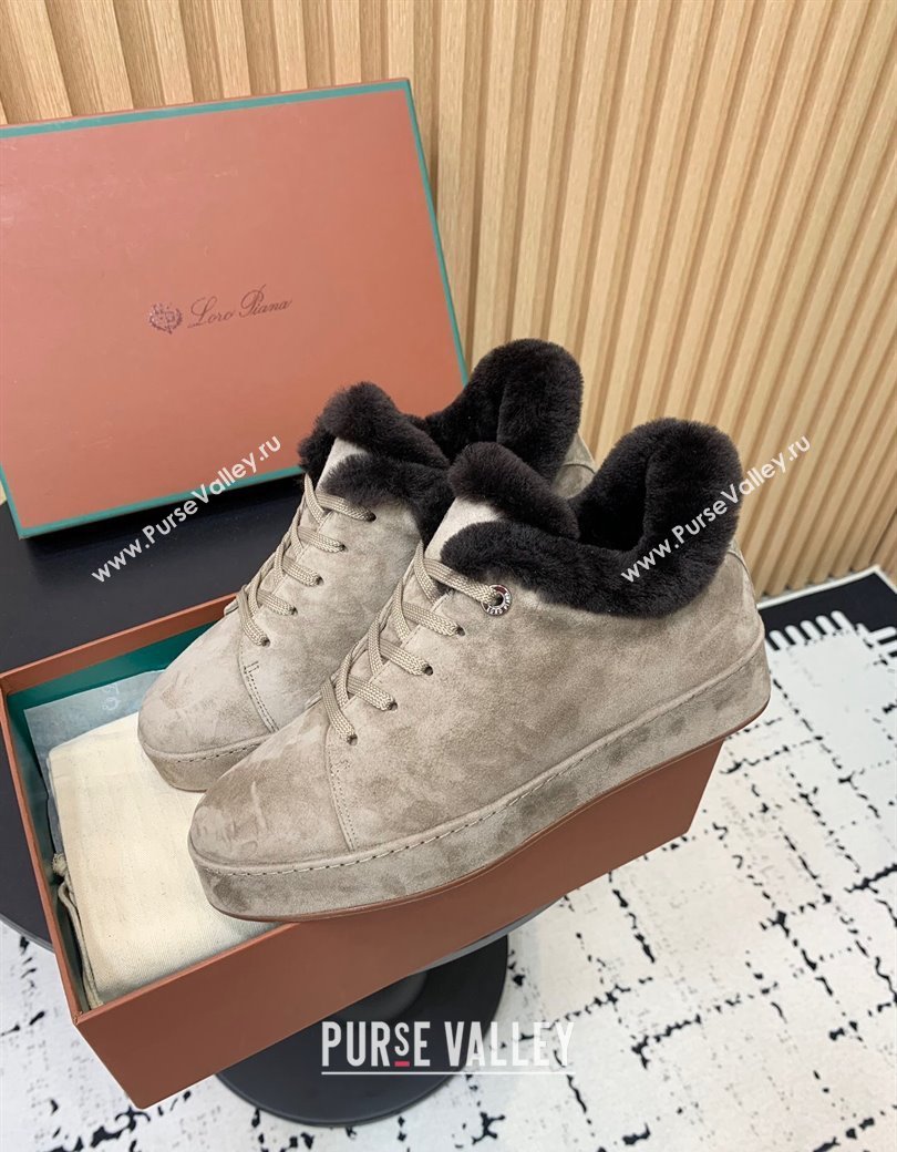 Loro Piana Low top Sneakers in Suede and Wool Fur Grey 2024 LP111305 (KER-241230076)