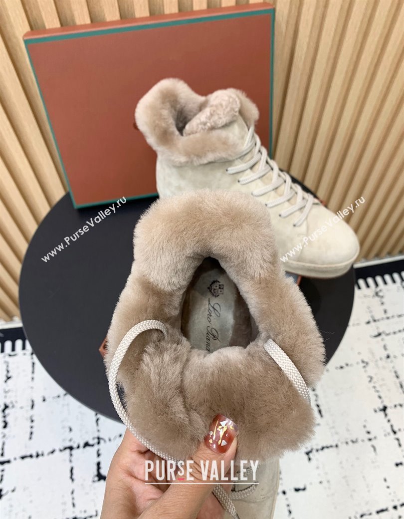 Loro Piana High top Sneakers in Suede and Wool Fur Beige 2024 LP111305 (KER-241230081)