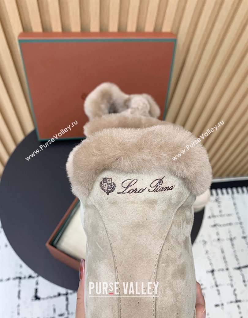 Loro Piana High top Sneakers in Suede and Wool Fur Beige 2024 LP111305 (KER-241230081)