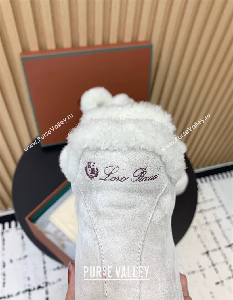 Loro Piana High top Sneakers in Suede and Wool Fur White 2024 LP111305 (KER-241230082)