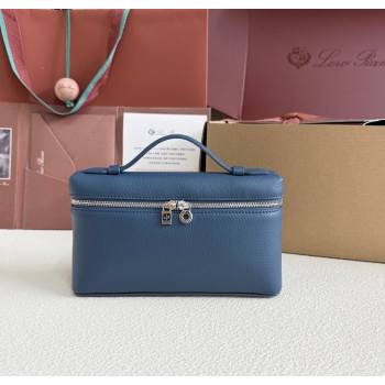 Loro Piana LP Extra Pocket Pouch L19 in Grained Calfskin Iris Blue 2025 (YY-250625038)
