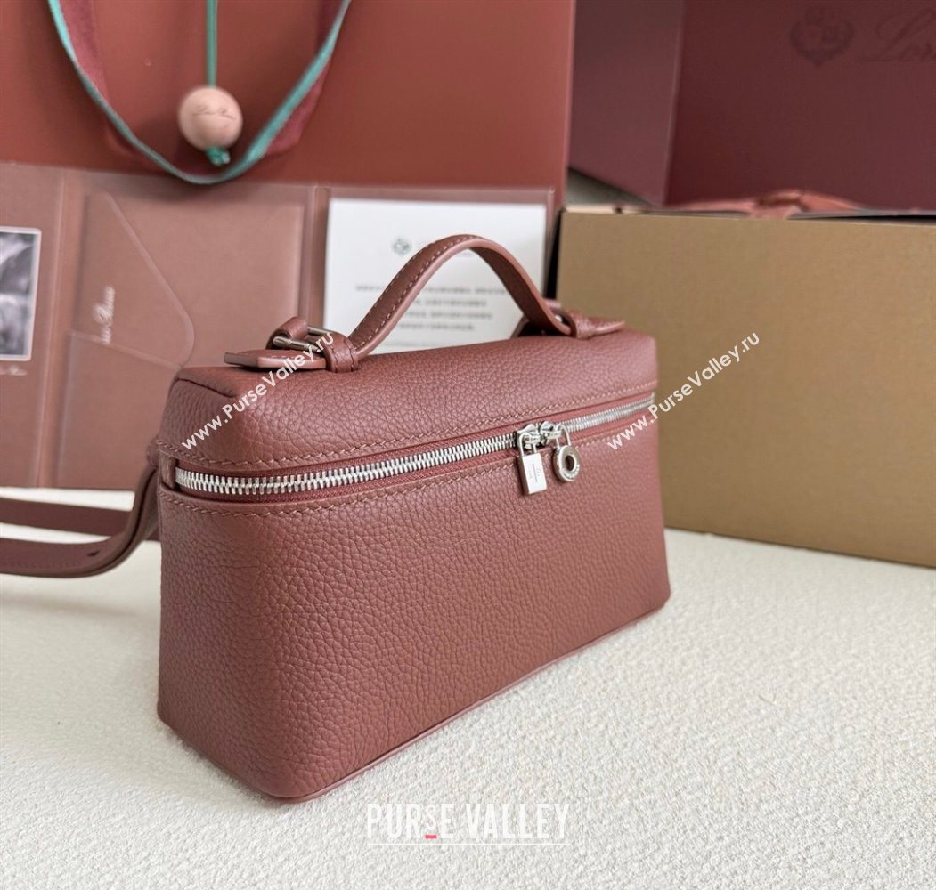Loro Piana LP Extra Pocket Pouch L19 in Grained Calfskin Brick 2025 (YY-250625049)