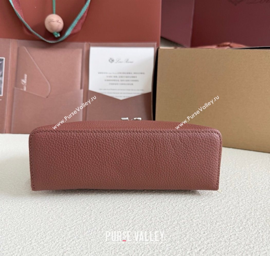 Loro Piana LP Extra Pocket Pouch L19 in Grained Calfskin Brick 2025 (YY-250625049)