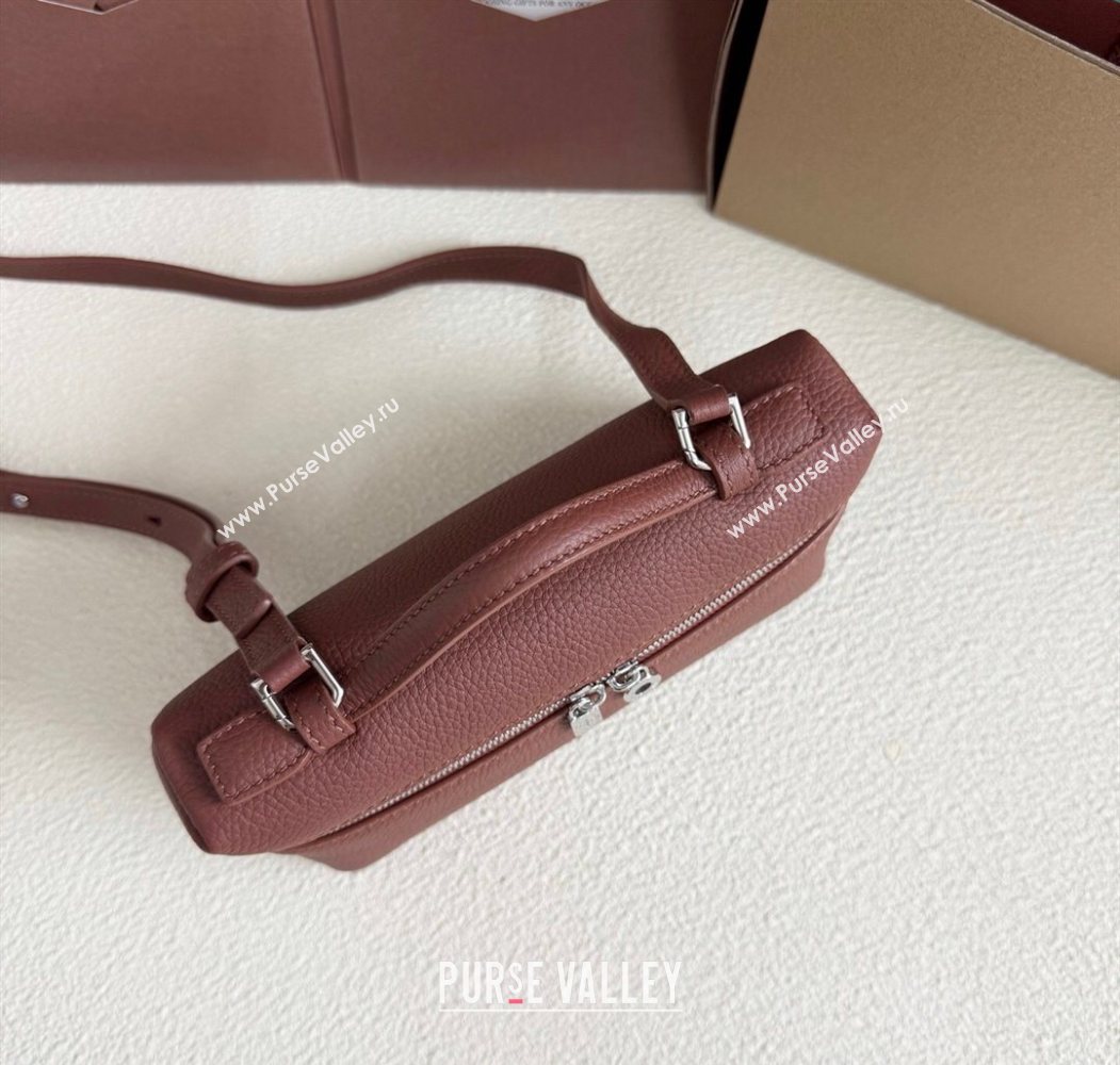 Loro Piana LP Extra Pocket Pouch L19 in Grained Calfskin Brick 2025 (YY-250625049)