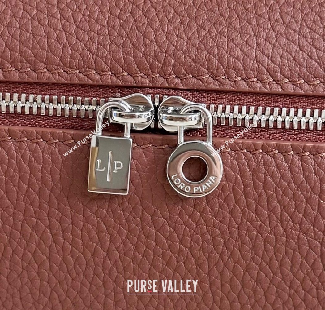 Loro Piana LP Extra Pocket Pouch L19 in Grained Calfskin Brick 2025 (YY-250625049)