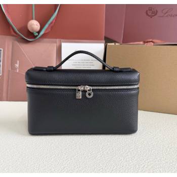 Loro Piana LP Extra Pocket Pouch L19 in Grained Calfskin Black/Silver 2025 (YY-250625050)