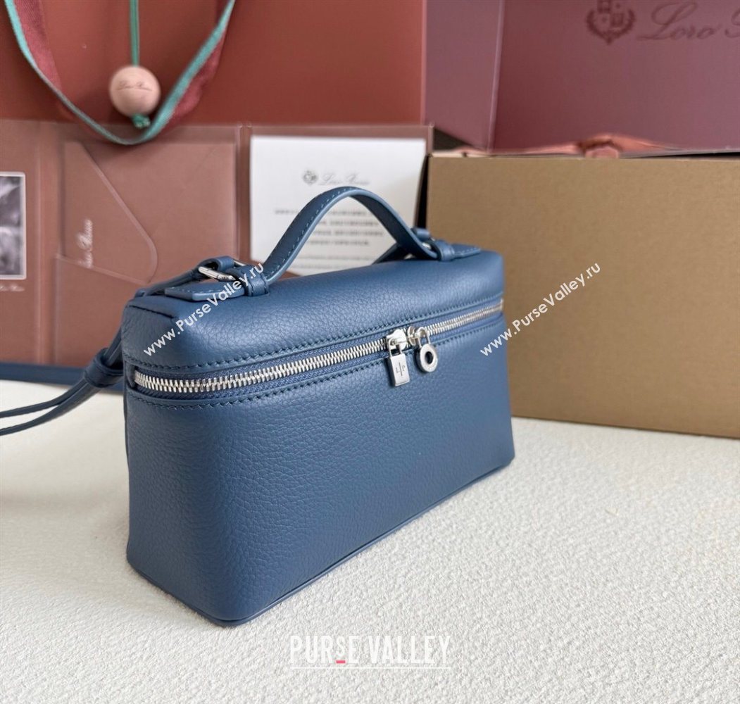 Loro Piana LP Extra Pocket Pouch L19 in Grained Calfskin Iris Blue 2025 (YY-250625038)