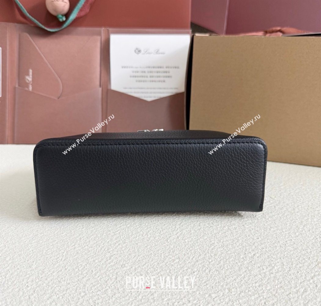 Loro Piana LP Extra Pocket Pouch L19 in Grained Calfskin Black/Silver 2025 (YY-250625050)