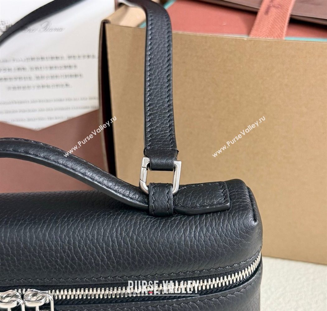 Loro Piana LP Extra Pocket Pouch L19 in Grained Calfskin Black/Silver 2025 (YY-250625050)
