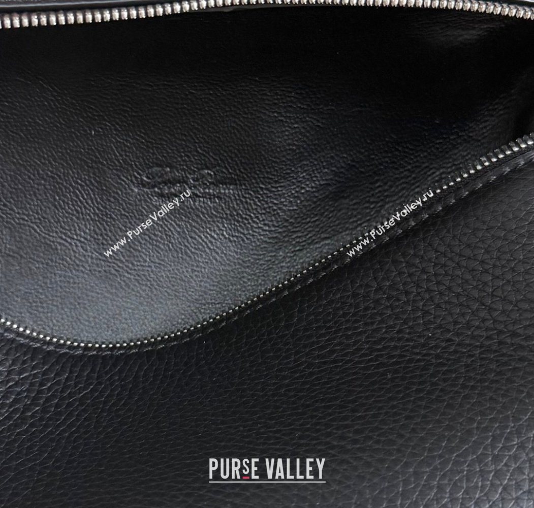 Loro Piana LP Extra Pocket Pouch L19 in Grained Calfskin Black/Silver 2025 (YY-250625050)