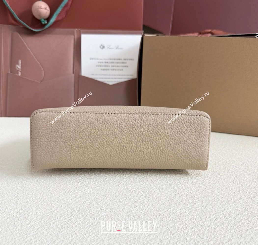 Loro Piana LP Extra Pocket Pouch L19 in Grained Calfskin Beige/Silver 2025 (YY-250625051)