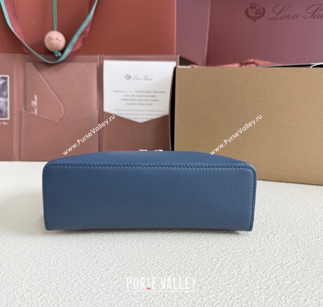 Loro Piana LP Extra Pocket Pouch L19 in Grained Calfskin Iris Blue 2025 (YY-250625038)