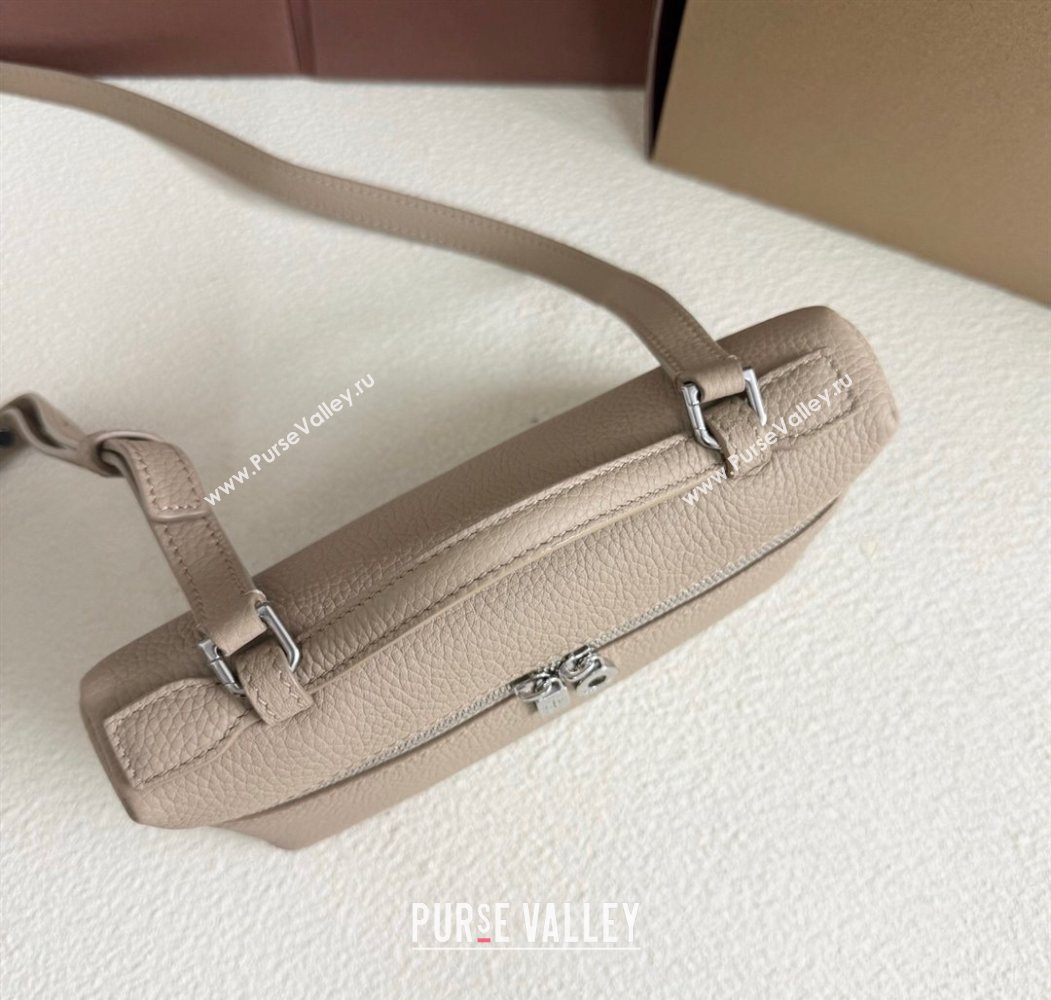 Loro Piana LP Extra Pocket Pouch L19 in Grained Calfskin Beige/Silver 2025 (YY-250625051)