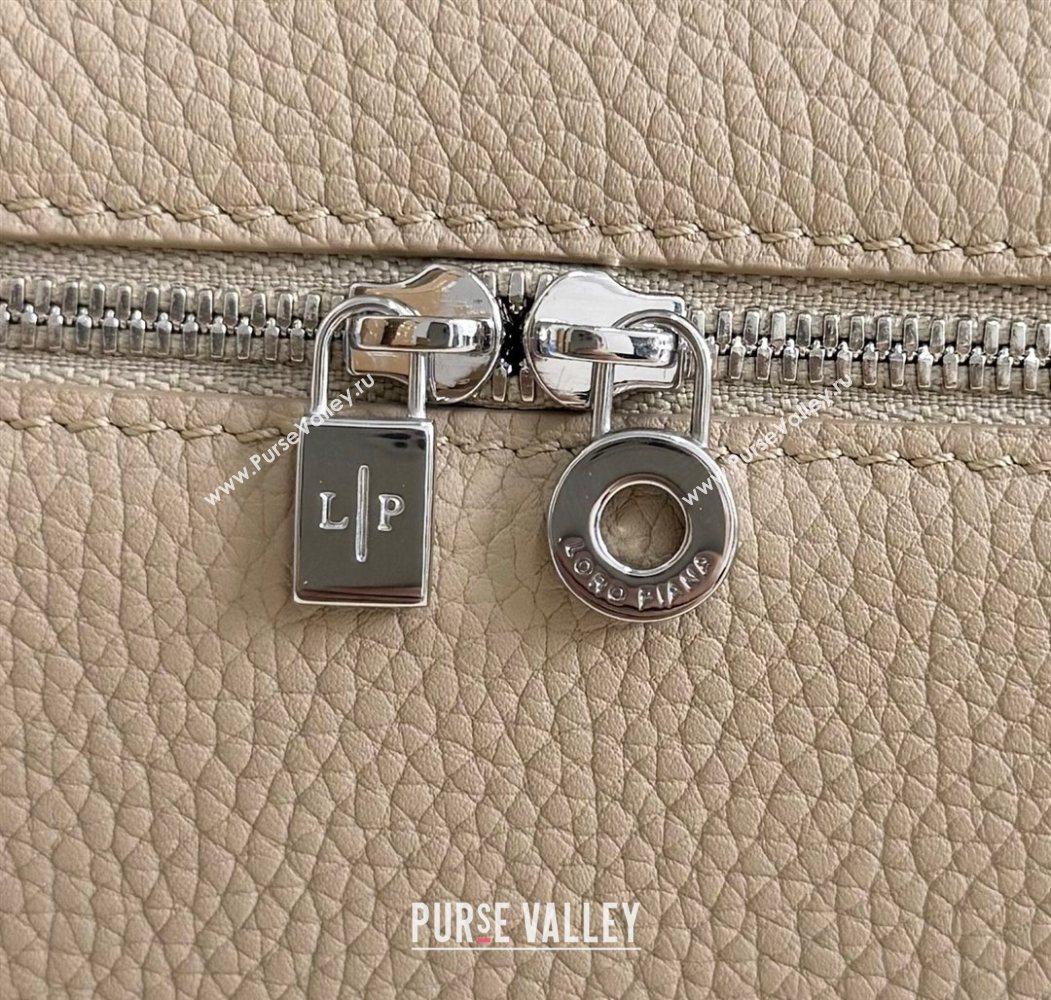 Loro Piana LP Extra Pocket Pouch L19 in Grained Calfskin Beige/Silver 2025 (YY-250625051)
