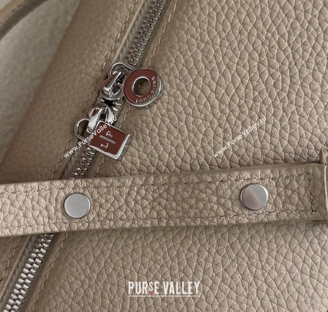 Loro Piana LP Extra Pocket Pouch L19 in Grained Calfskin Beige/Silver 2025 (YY-250625051)