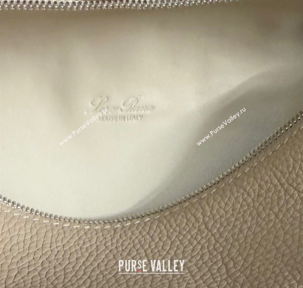 Loro Piana LP Extra Pocket Pouch L19 in Grained Calfskin Beige/Silver 2025 (YY-250625051)