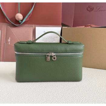Loro Piana LP Extra Pocket Pouch L19 in Grained Calfskin Moss Green 2025 (YY-250625052)