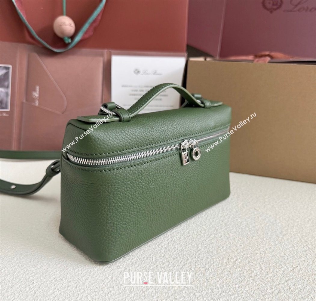 Loro Piana LP Extra Pocket Pouch L19 in Grained Calfskin Moss Green 2025 (YY-250625052)