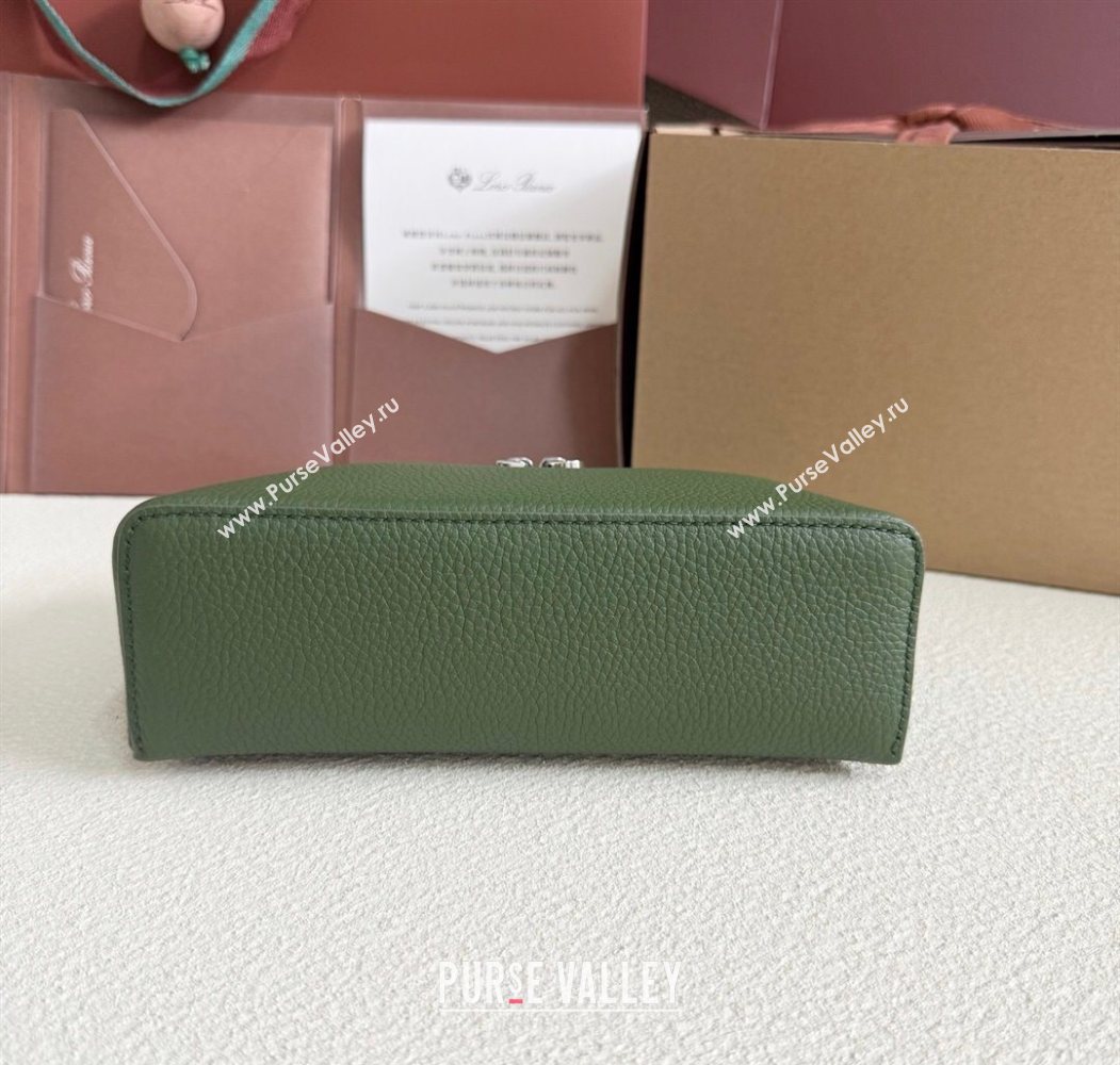 Loro Piana LP Extra Pocket Pouch L19 in Grained Calfskin Moss Green 2025 (YY-250625052)