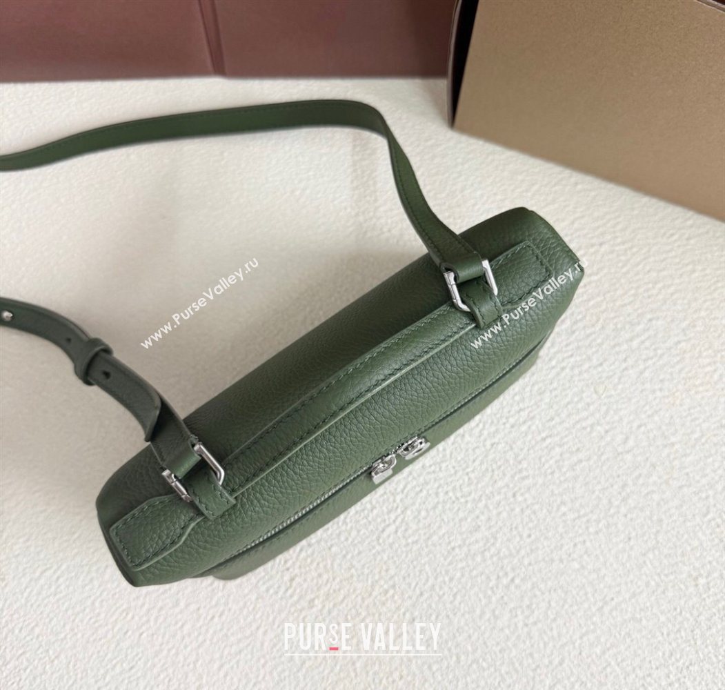 Loro Piana LP Extra Pocket Pouch L19 in Grained Calfskin Moss Green 2025 (YY-250625052)