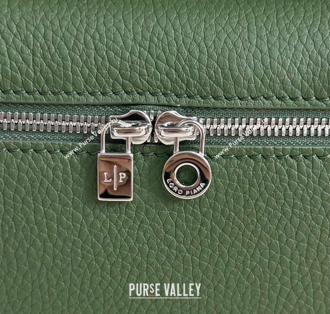 Loro Piana LP Extra Pocket Pouch L19 in Grained Calfskin Moss Green 2025 (YY-250625052)