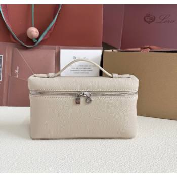 Loro Piana LP Extra Pocket Pouch L19 in Grained Calfskin Light Grey 2025 (YY-250625053)
