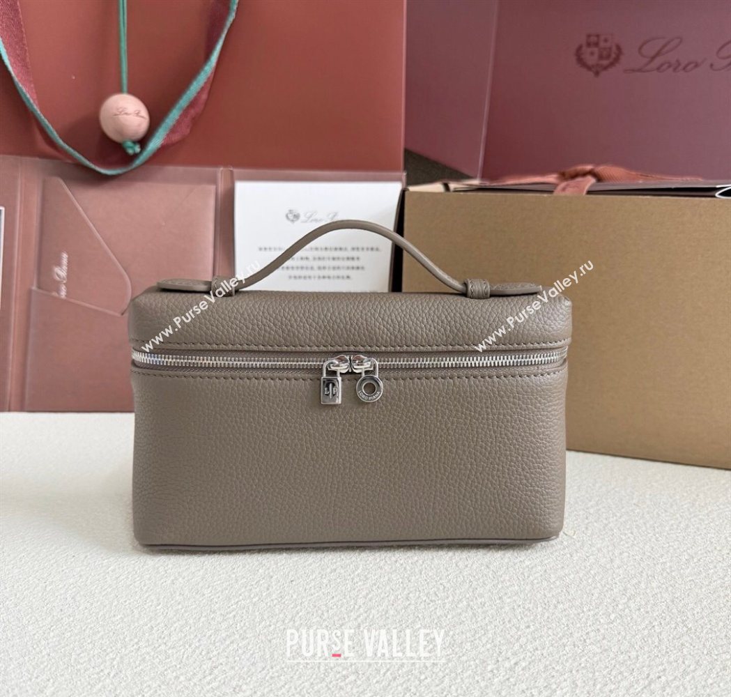 Loro Piana LP Extra Pocket Pouch L19 in Grained Calfskin Taupe Grey 2025 (YY-250625054)
