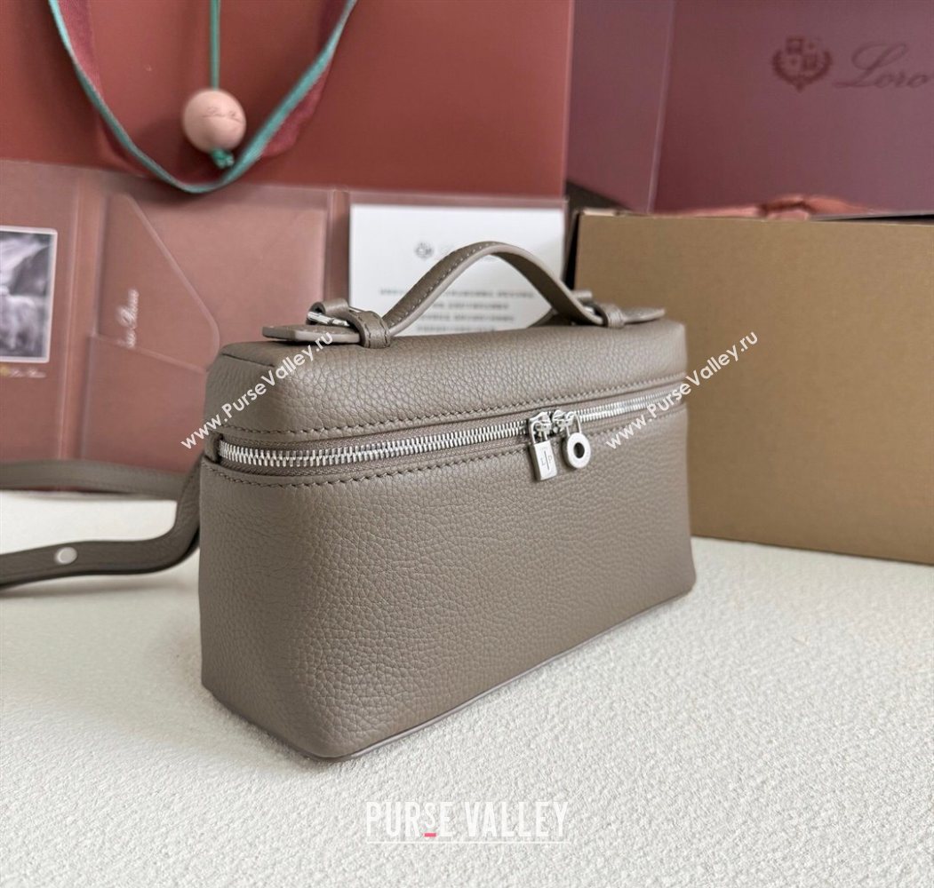 Loro Piana LP Extra Pocket Pouch L19 in Grained Calfskin Taupe Grey 2025 (YY-250625054)