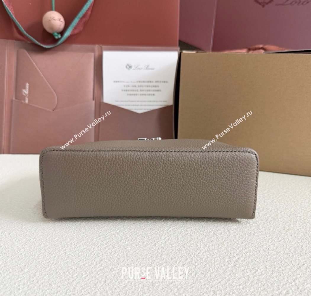 Loro Piana LP Extra Pocket Pouch L19 in Grained Calfskin Taupe Grey 2025 (YY-250625054)