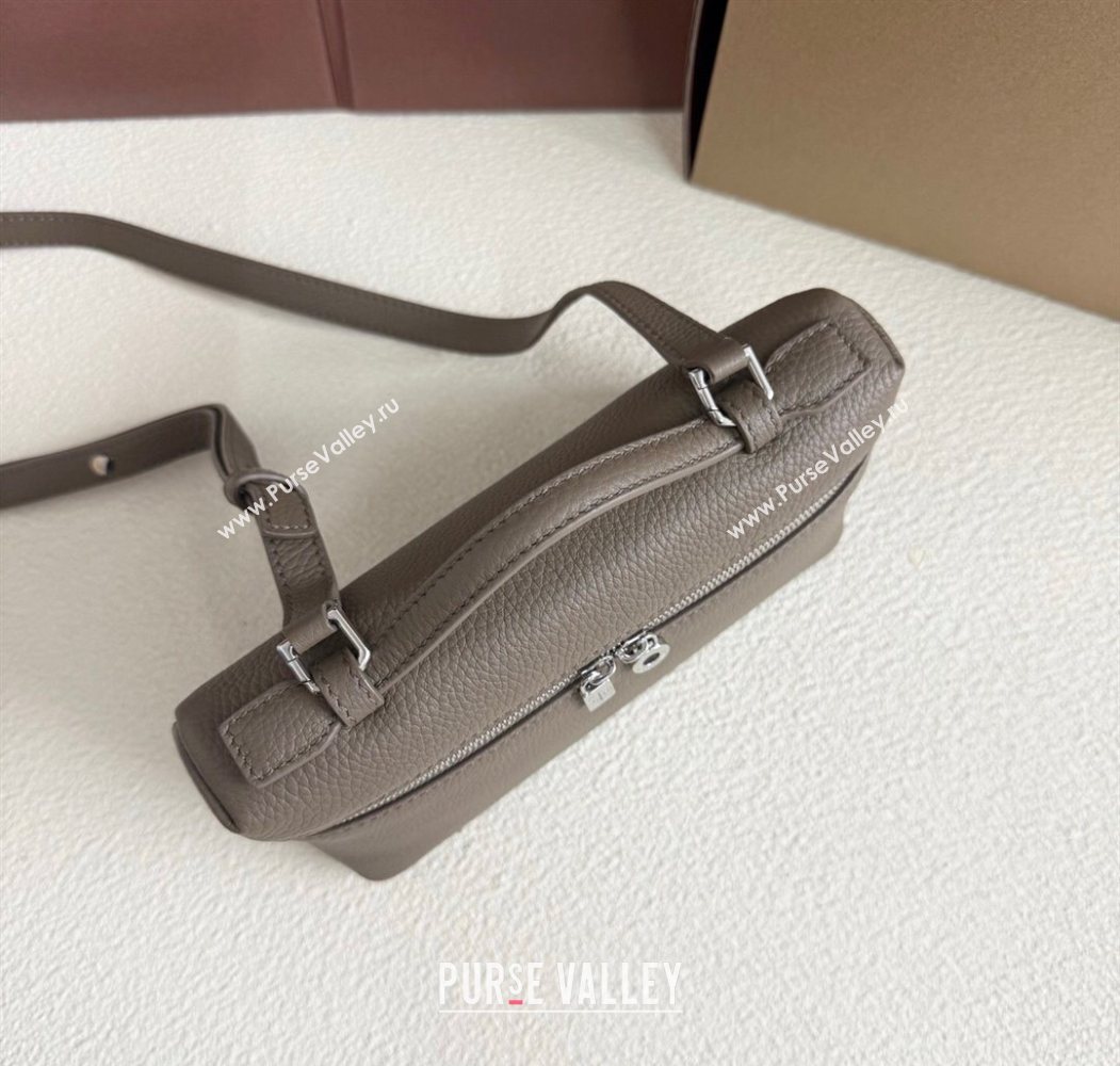Loro Piana LP Extra Pocket Pouch L19 in Grained Calfskin Taupe Grey 2025 (YY-250625054)