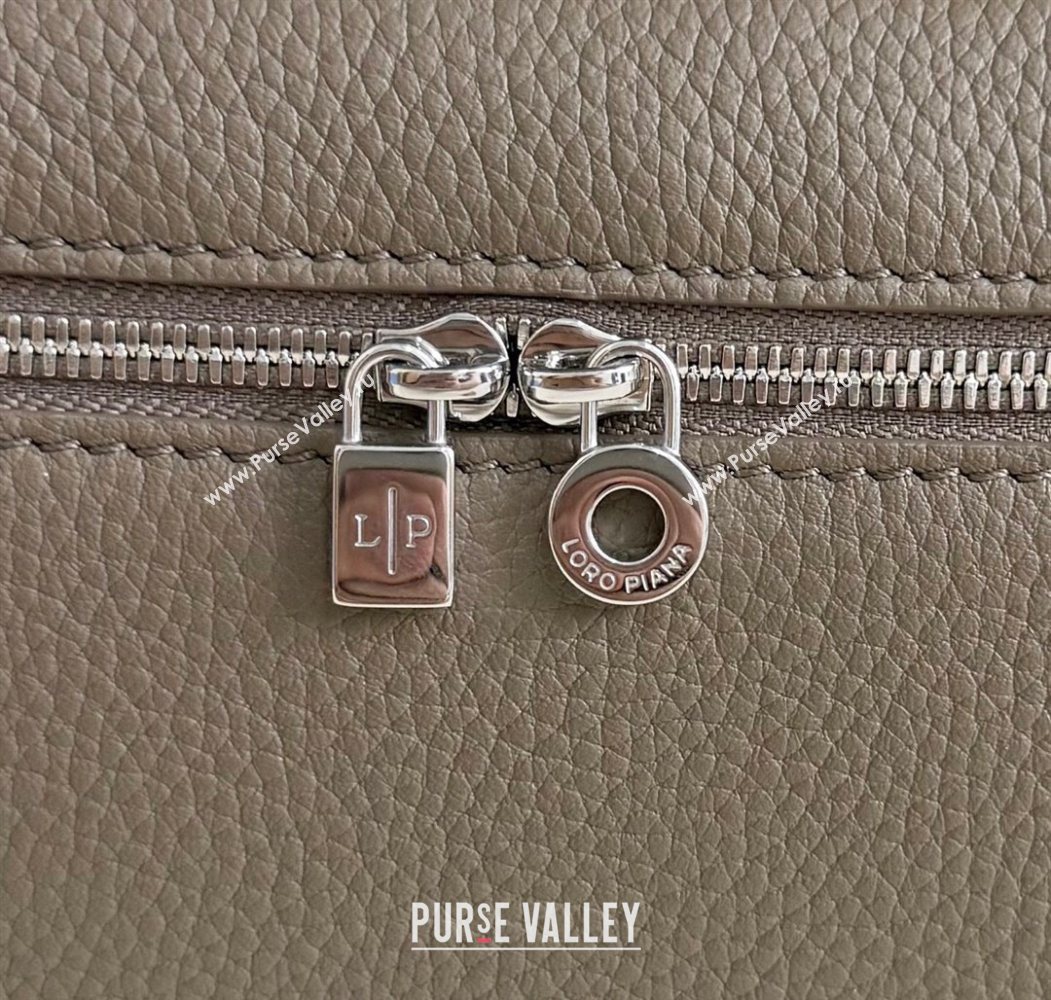 Loro Piana LP Extra Pocket Pouch L19 in Grained Calfskin Taupe Grey 2025 (YY-250625054)