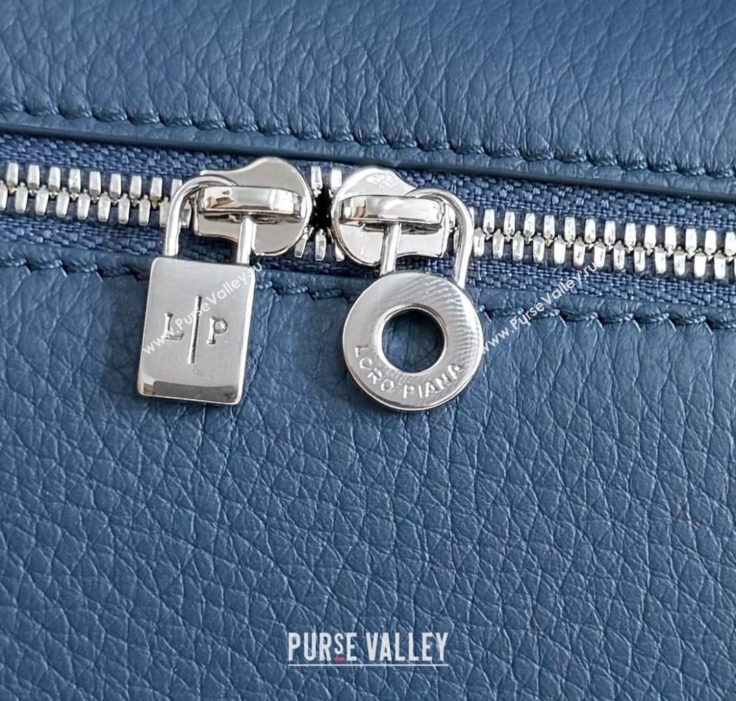 Loro Piana LP Extra Pocket Pouch L19 in Grained Calfskin Iris Blue 2025 (YY-250625038)