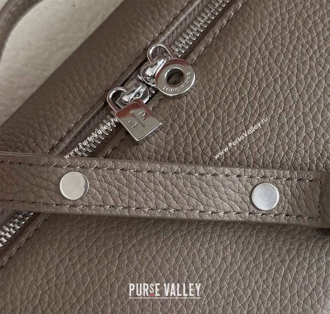 Loro Piana LP Extra Pocket Pouch L19 in Grained Calfskin Taupe Grey 2025 (YY-250625054)
