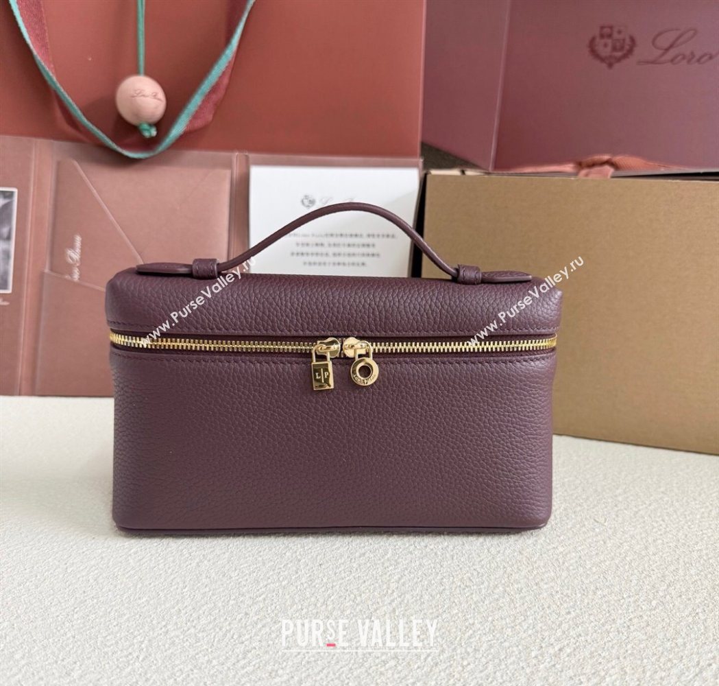 Loro Piana LP Extra Pocket Pouch L19 in Grained Calfskin Ormosia 2025 (YY-250625055)