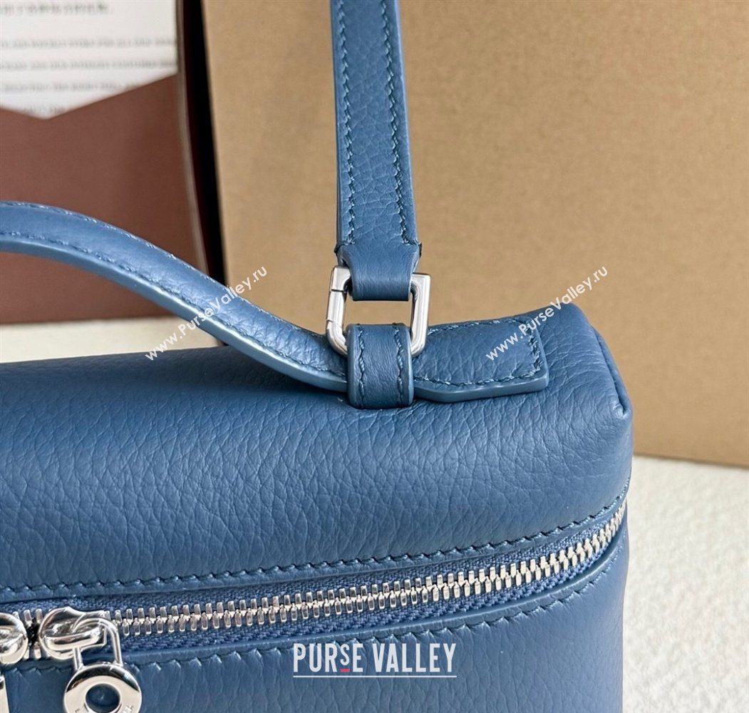 Loro Piana LP Extra Pocket Pouch L19 in Grained Calfskin Iris Blue 2025 (YY-250625038)