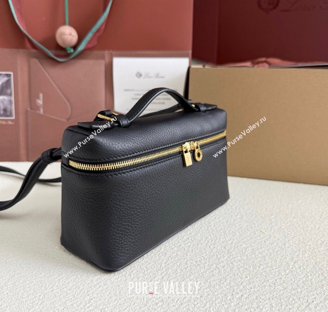 Loro Piana LP Extra Pocket Pouch L19 in Grained Calfskin Black/Gold 2025 (YY-250625061)