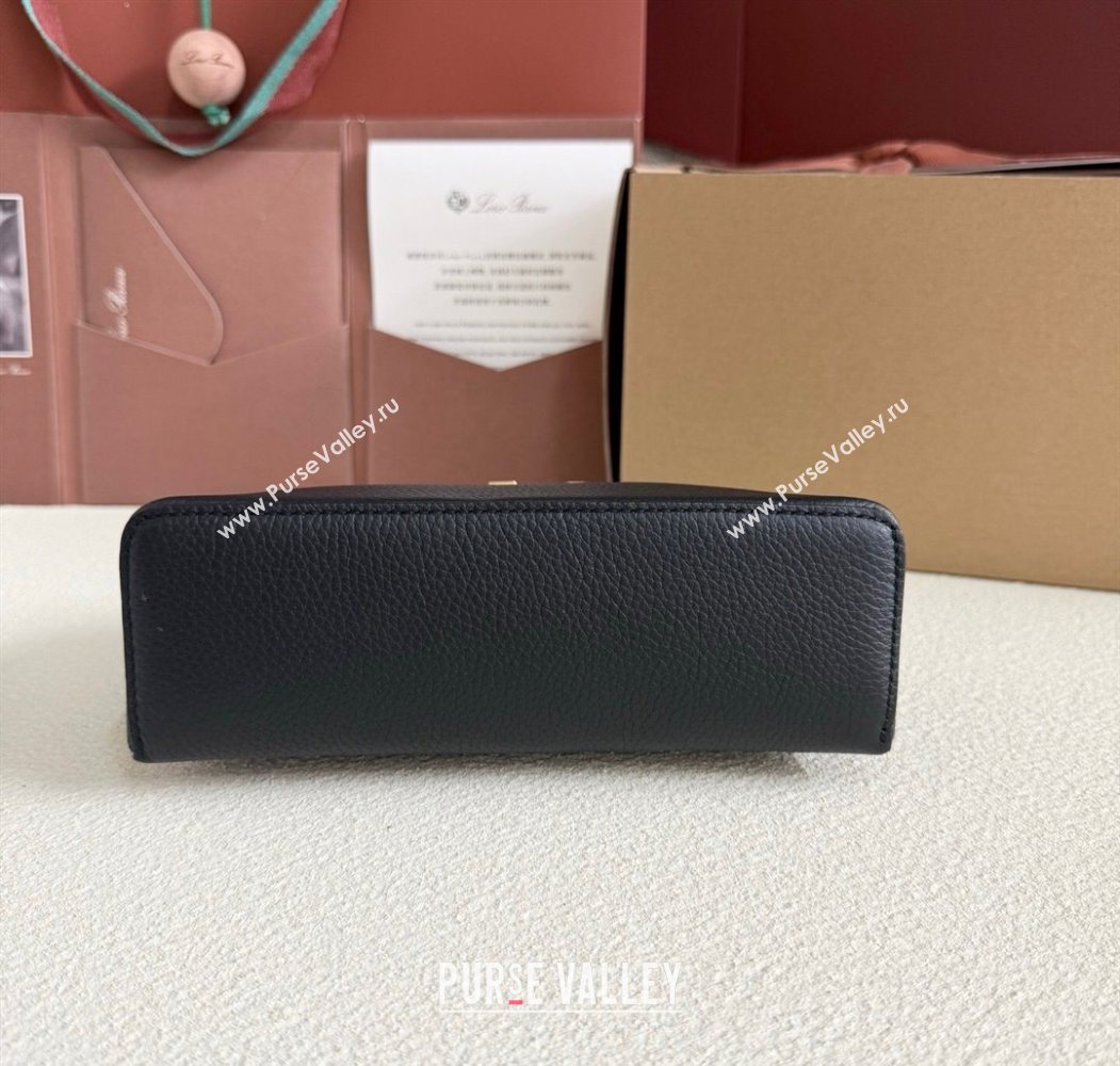 Loro Piana LP Extra Pocket Pouch L19 in Grained Calfskin Black/Gold 2025 (YY-250625061)