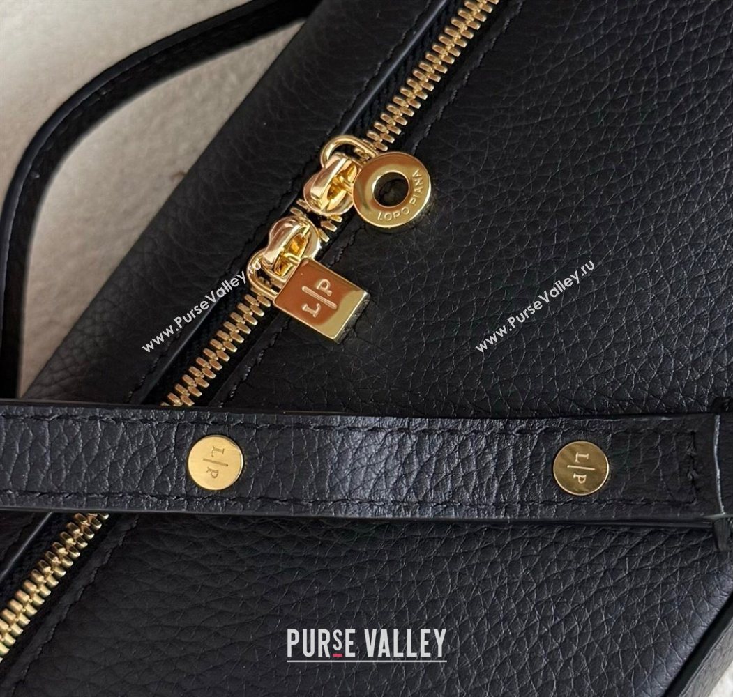 Loro Piana LP Extra Pocket Pouch L19 in Grained Calfskin Black/Gold 2025 (YY-250625061)