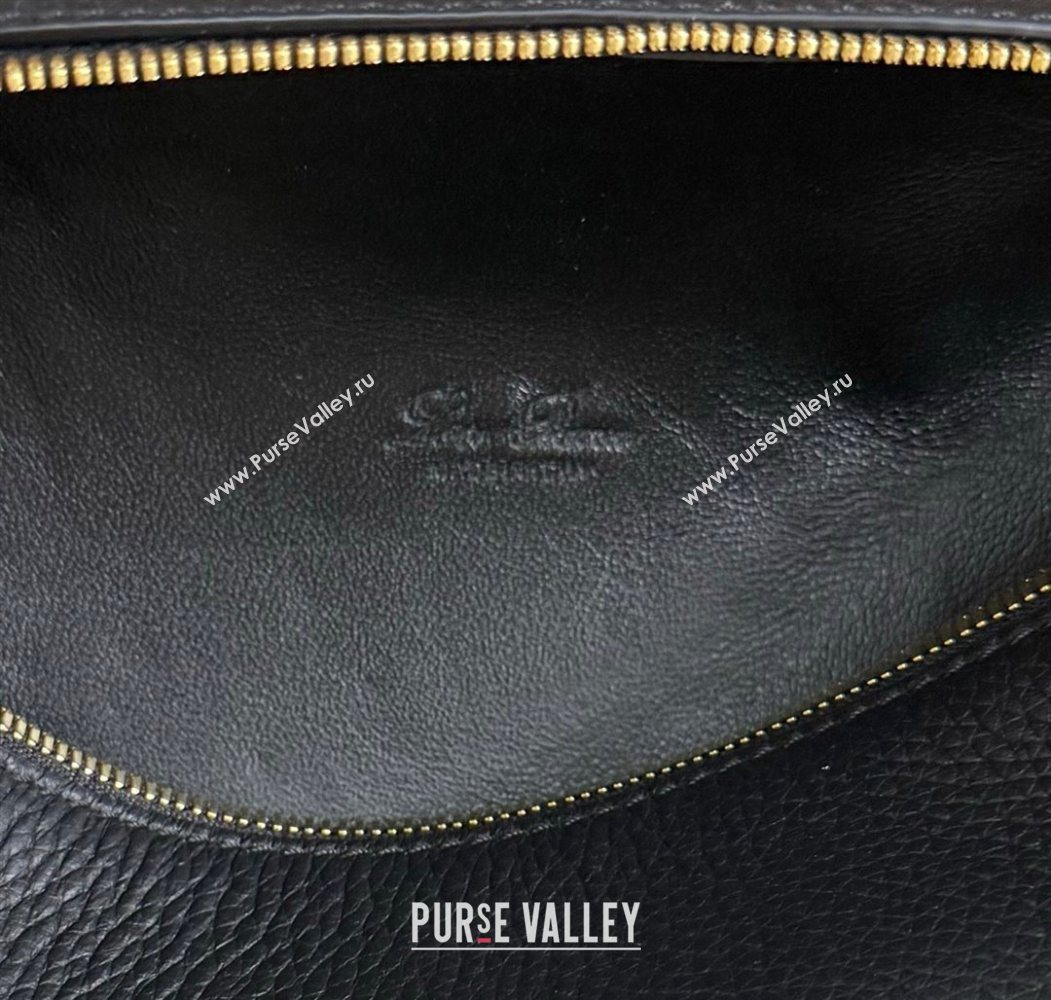 Loro Piana LP Extra Pocket Pouch L19 in Grained Calfskin Black/Gold 2025 (YY-250625061)