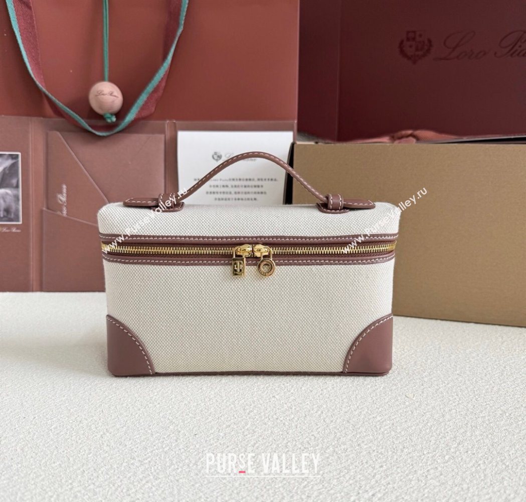 Loro Piana LP Extra Pocket Pouch L19 in Canvas and Leather Brown 2025 (YY-250625062)