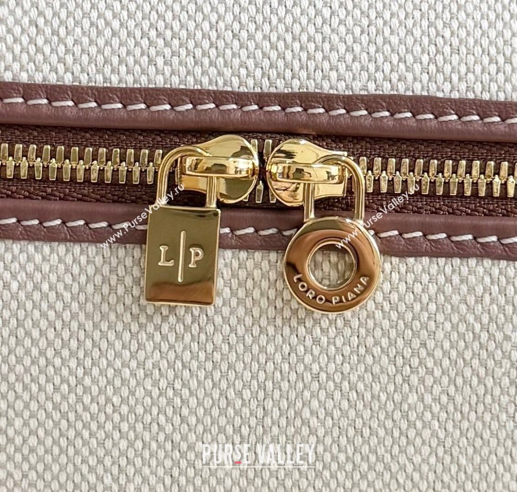 Loro Piana LP Extra Pocket Pouch L19 in Canvas and Leather Brown 2025 (YY-250625062)