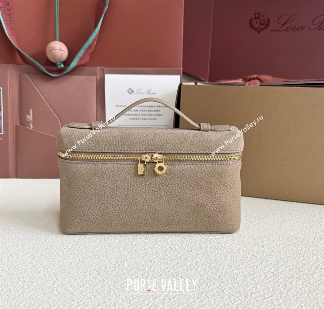 Loro Piana LP Extra Pocket Pouch L19 in Suede Taupe Grey 2025 (YY-250625065)