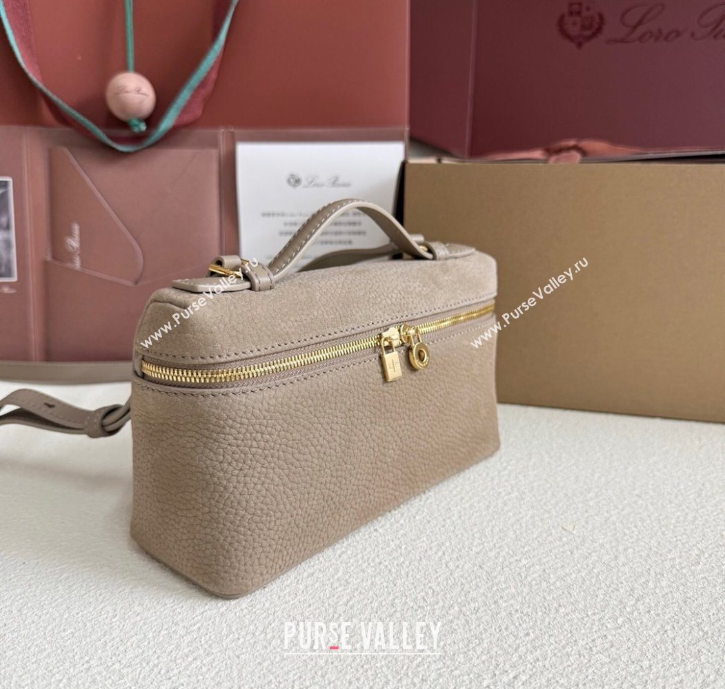 Loro Piana LP Extra Pocket Pouch L19 in Suede Taupe Grey 2025 (YY-250625065)
