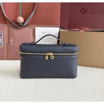 Loro Piana LP Extra Pocket Pouch L19 in Grained Calfskin Dark Blue 2025 (YY-250625066)